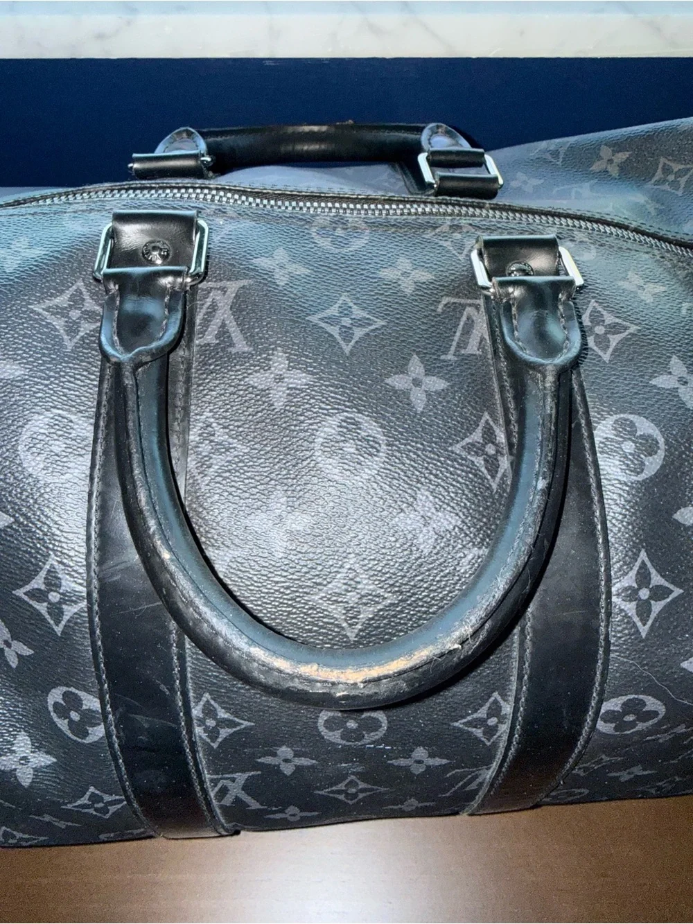 Louis Vuitton Black Monogram Keepall Bandoulière 45
